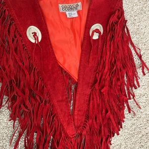 Country Western Red Suede Fringe Top